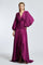 V-Neck Long Balloon Sleeve Draped Long Evening Dress