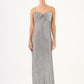 Long Evening Dress with Chain Straps Strapless Collar Slits