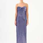 Long Evening Dress with Chain Straps Strapless Collar Slits