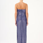 Long Evening Dress with Chain Straps Strapless Collar Slits