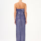 Long Evening Dress with Chain Straps Strapless Collar Slits