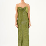 Long Evening Dress with Chain Straps Strapless Collar Slits