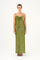 Long Evening Dress with Chain Straps Strapless Collar Slits