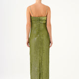 Long Evening Dress with Chain Straps Strapless Collar Slits