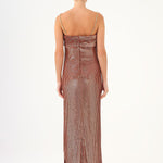 Long Evening Dress with Chain Straps Strapless Collar Slits