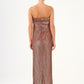 Long Evening Dress with Chain Straps Strapless Collar Slits