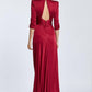 Straight Shoulder Slit Long Evening Dress