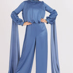 Zero Neck Belt Detailed Veling Jumpsuit Dress