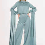 Zero Neck Belt Detailed Veling Jumpsuit Dress - 8003C