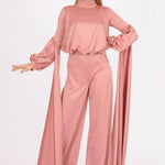 Zero Neck Belt Detailed Veling Jumpsuit Dress