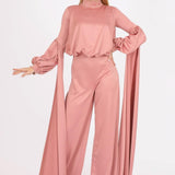 Zero Neck Belt Detailed Veling Jumpsuit Dress - 8003C