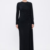 Long Sleeve Black Evening Dress With Stones