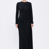 Long Sleeve Evening Dress With Stones - 9008C