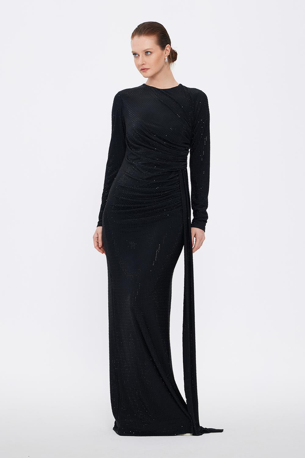 Long Sleeve Evening Dress With Stones