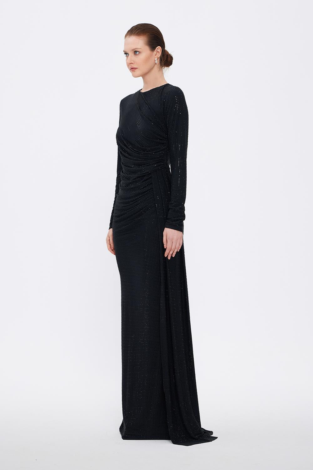 Long Sleeve Evening Dress With Stones