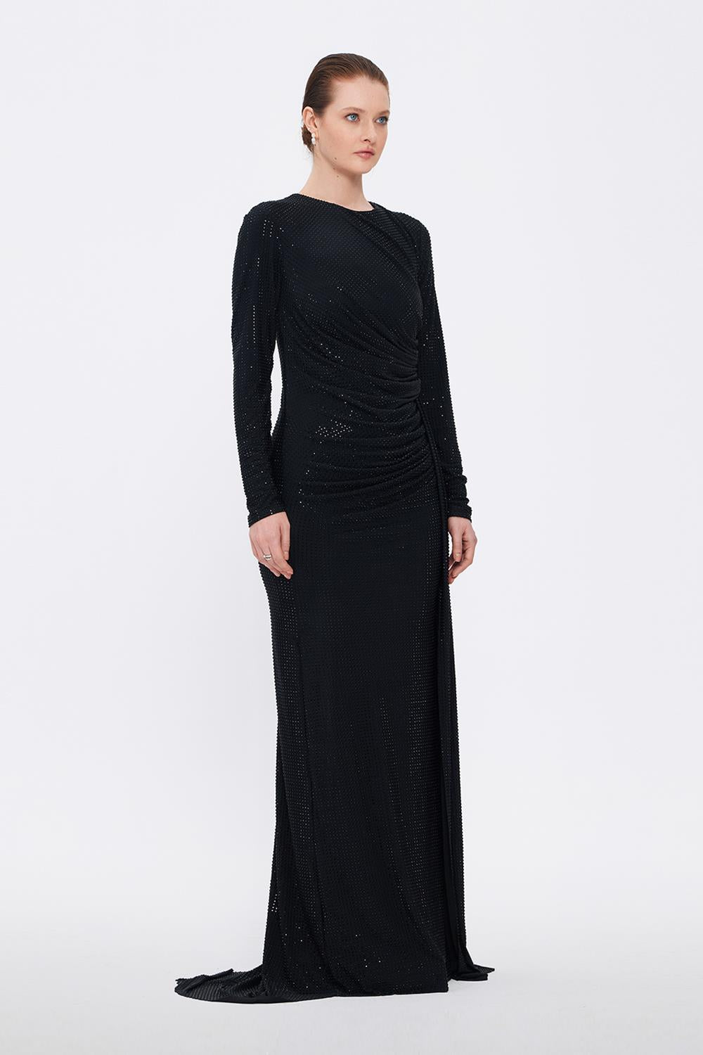 Long Sleeve Evening Dress With Stones