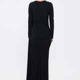 Long Sleeve Black Evening Dress With Stones