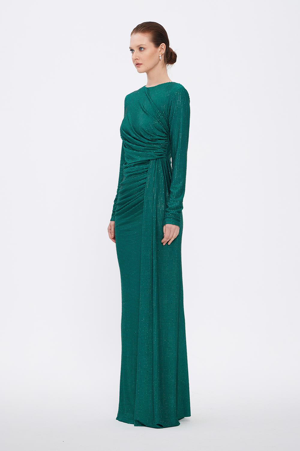 Long Sleeve Evening Dress With Stones