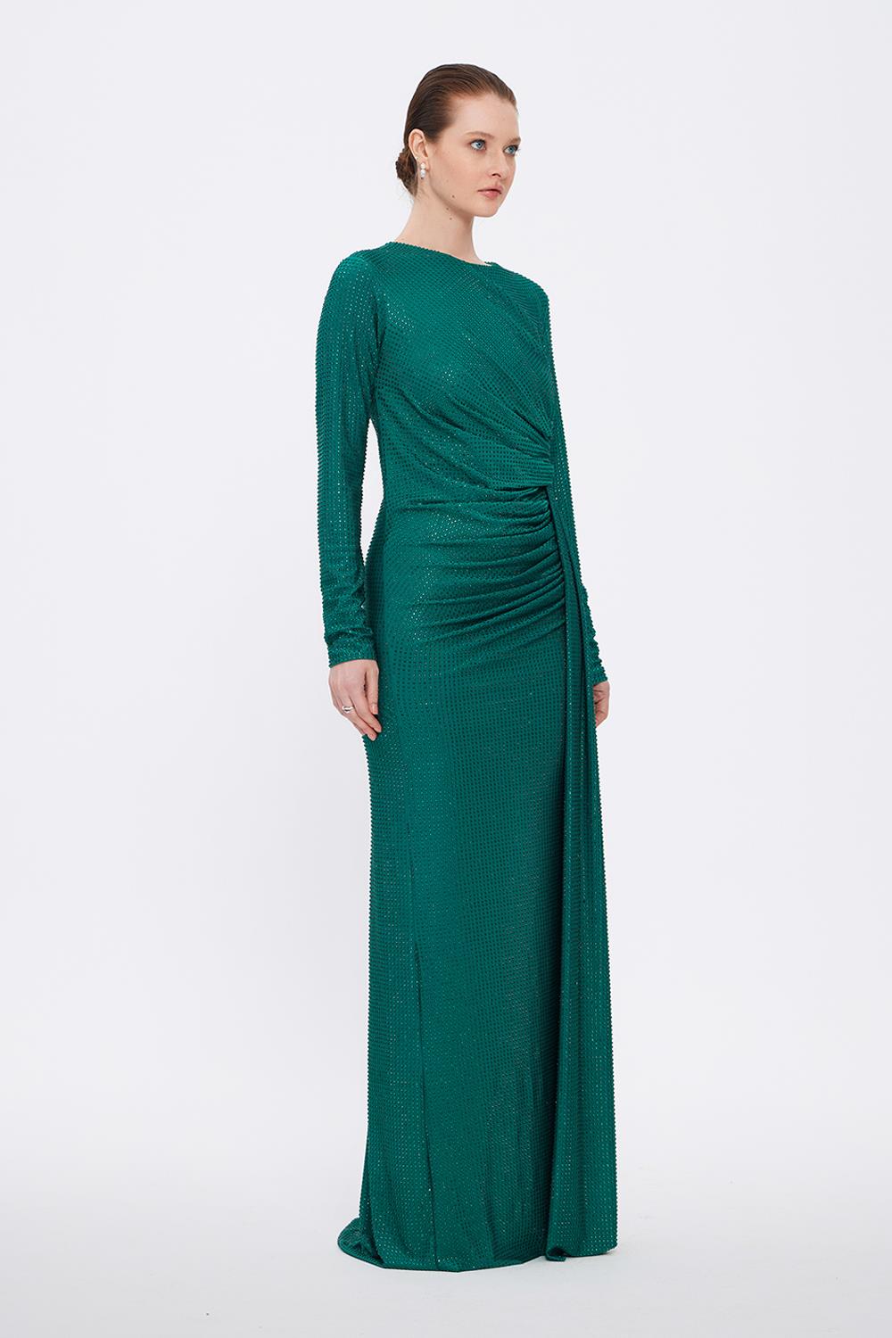 Long Sleeve Evening Dress With Stones