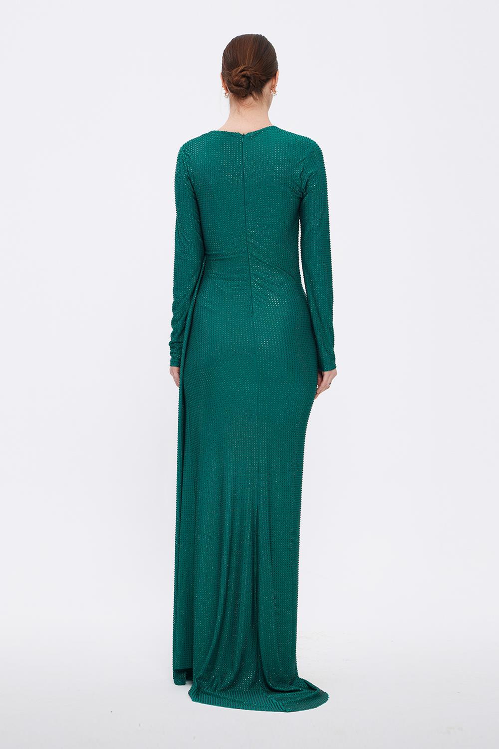 Long Sleeve Evening Dress With Stones