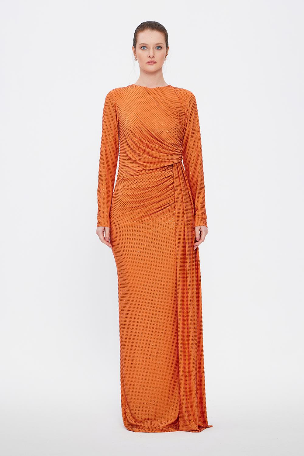 Long Sleeve Evening Dress With Stones