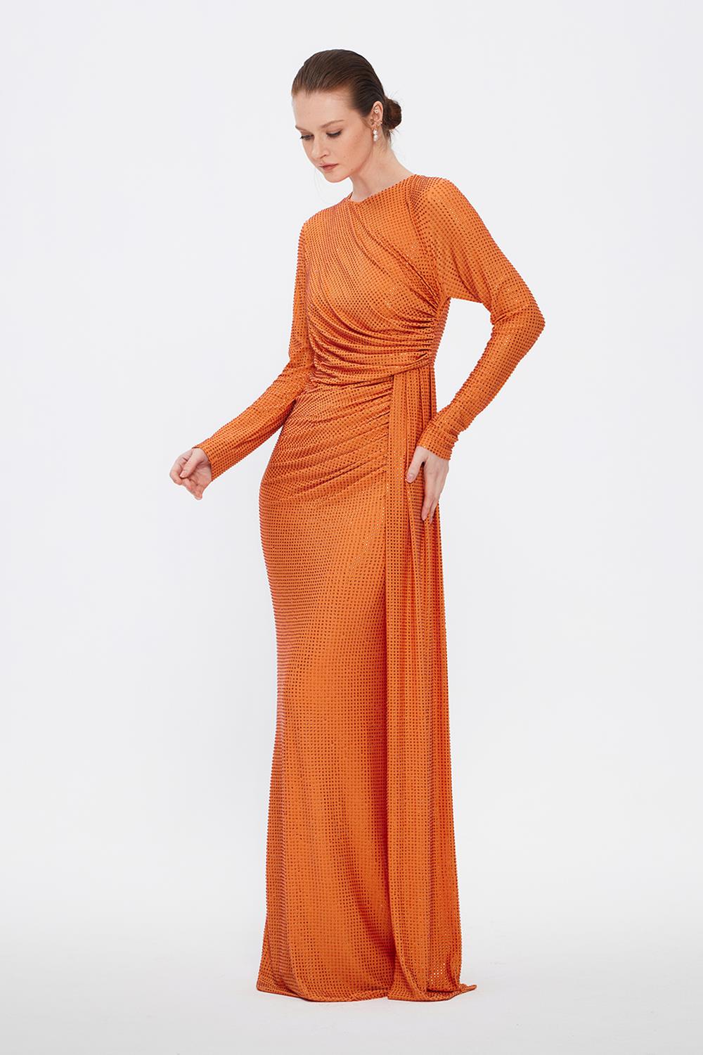 Long Sleeve Evening Dress With Stones