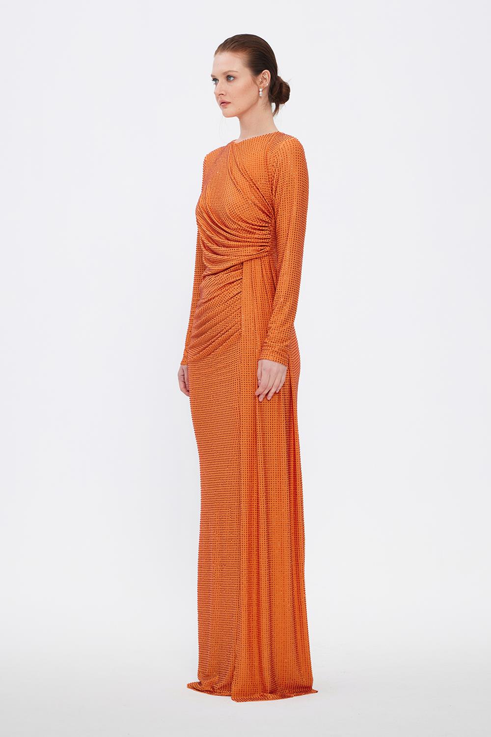 Long Sleeve Evening Dress With Stones