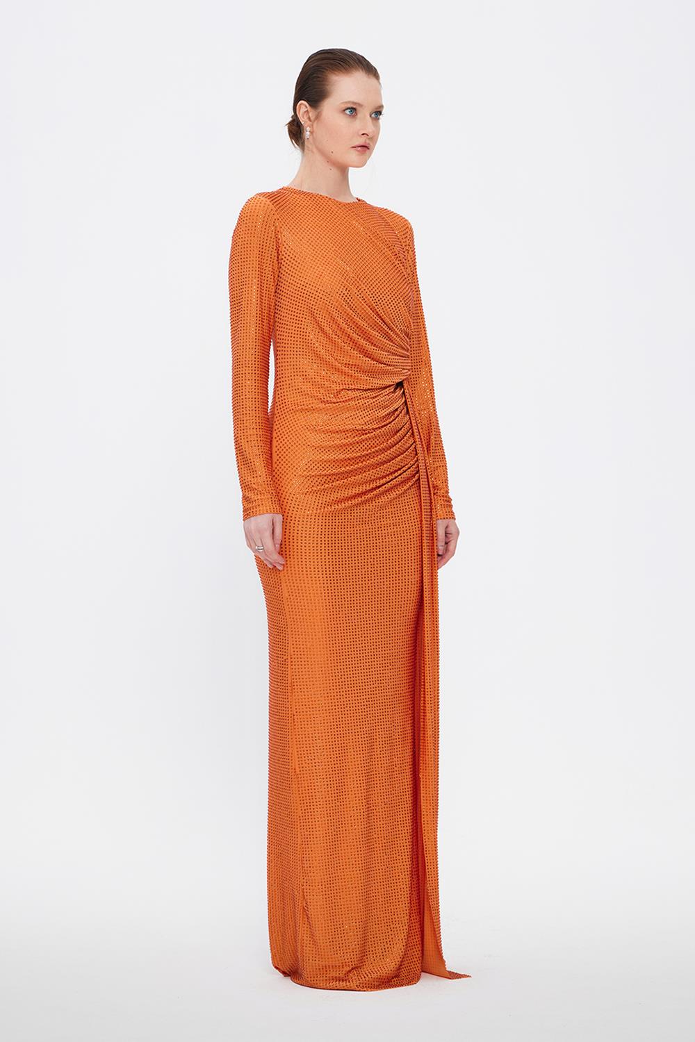 Long Sleeve Evening Dress With Stones