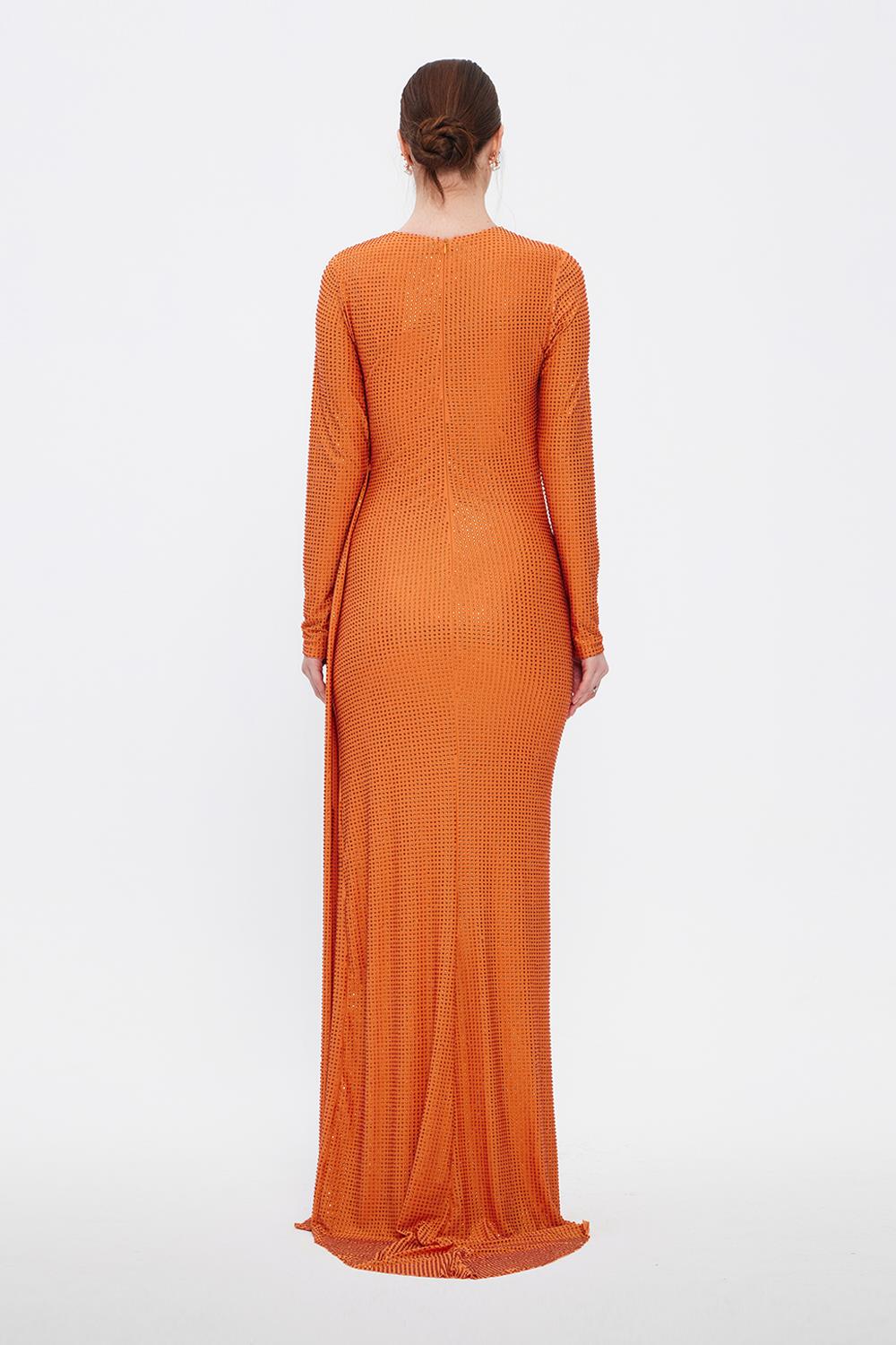 Long Sleeve Evening Dress With Stones