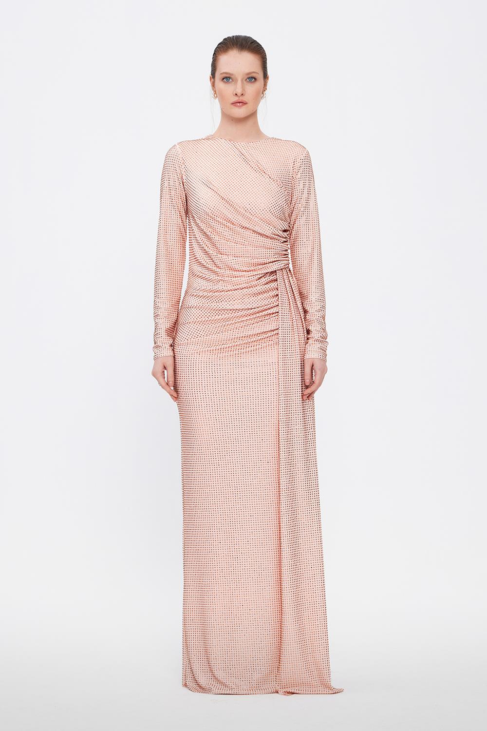 Long Sleeve Evening Dress With Stones