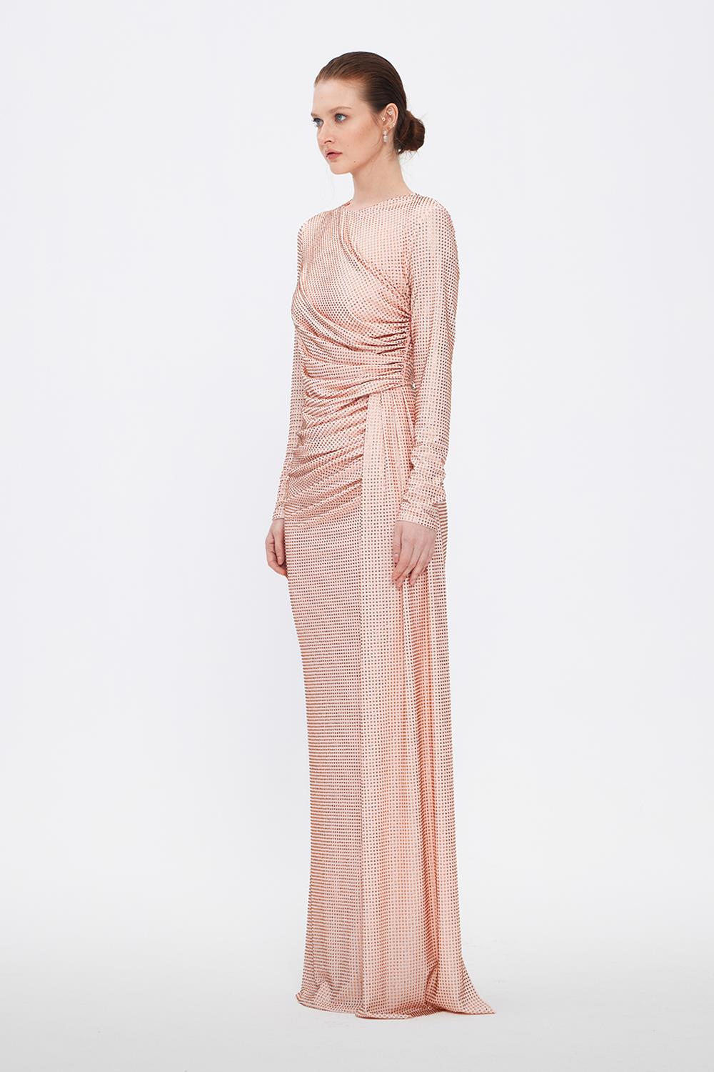 Long Sleeve Evening Dress With Stones