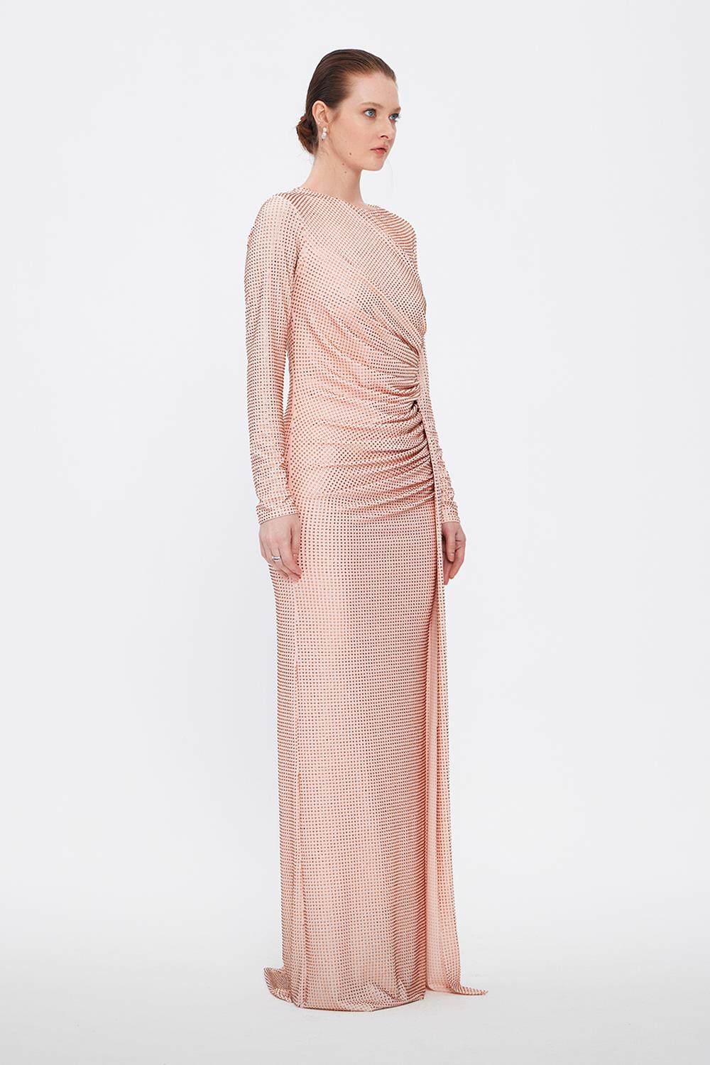 Long Sleeve Evening Dress With Stones