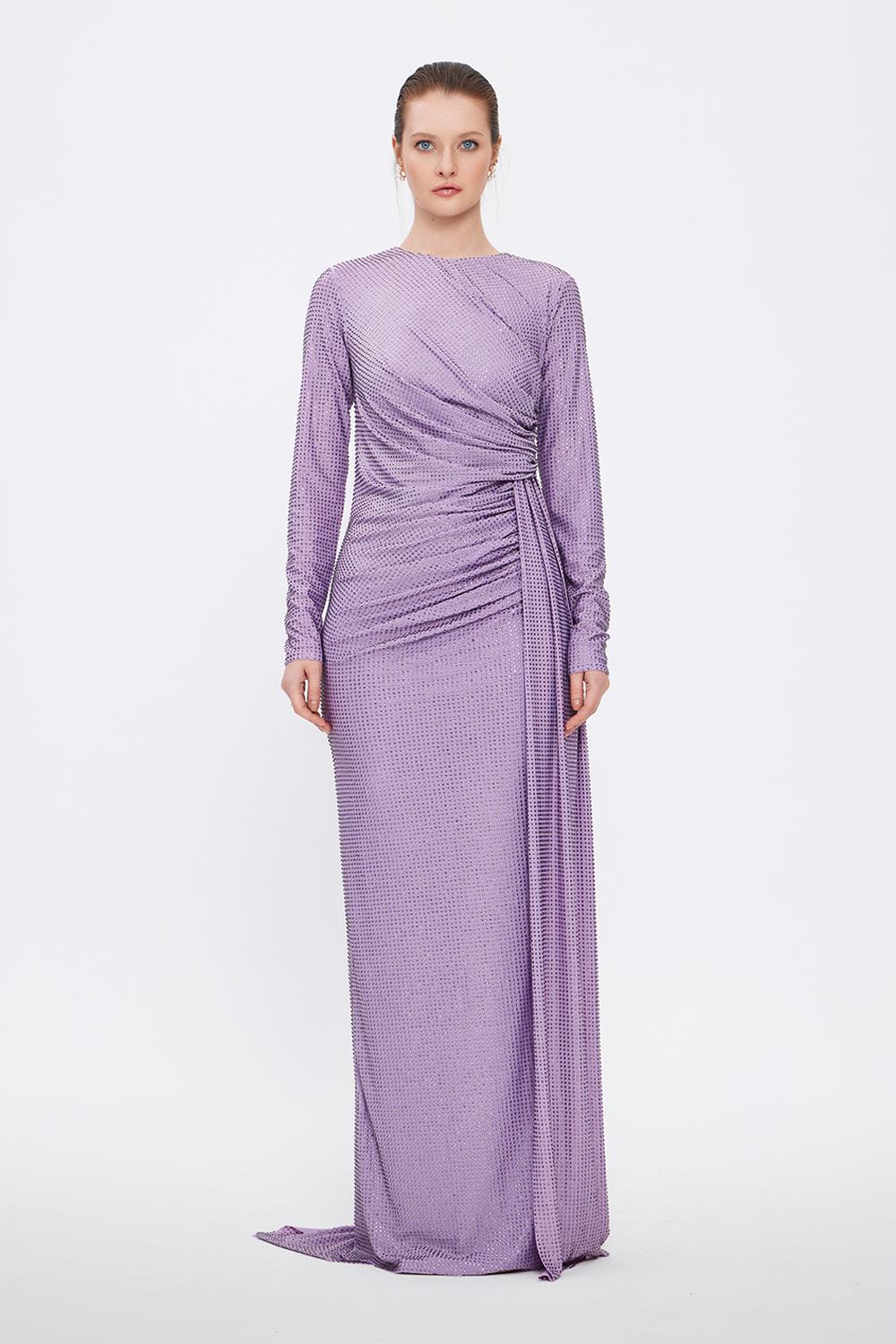 Long Sleeve Evening Dress With Stones