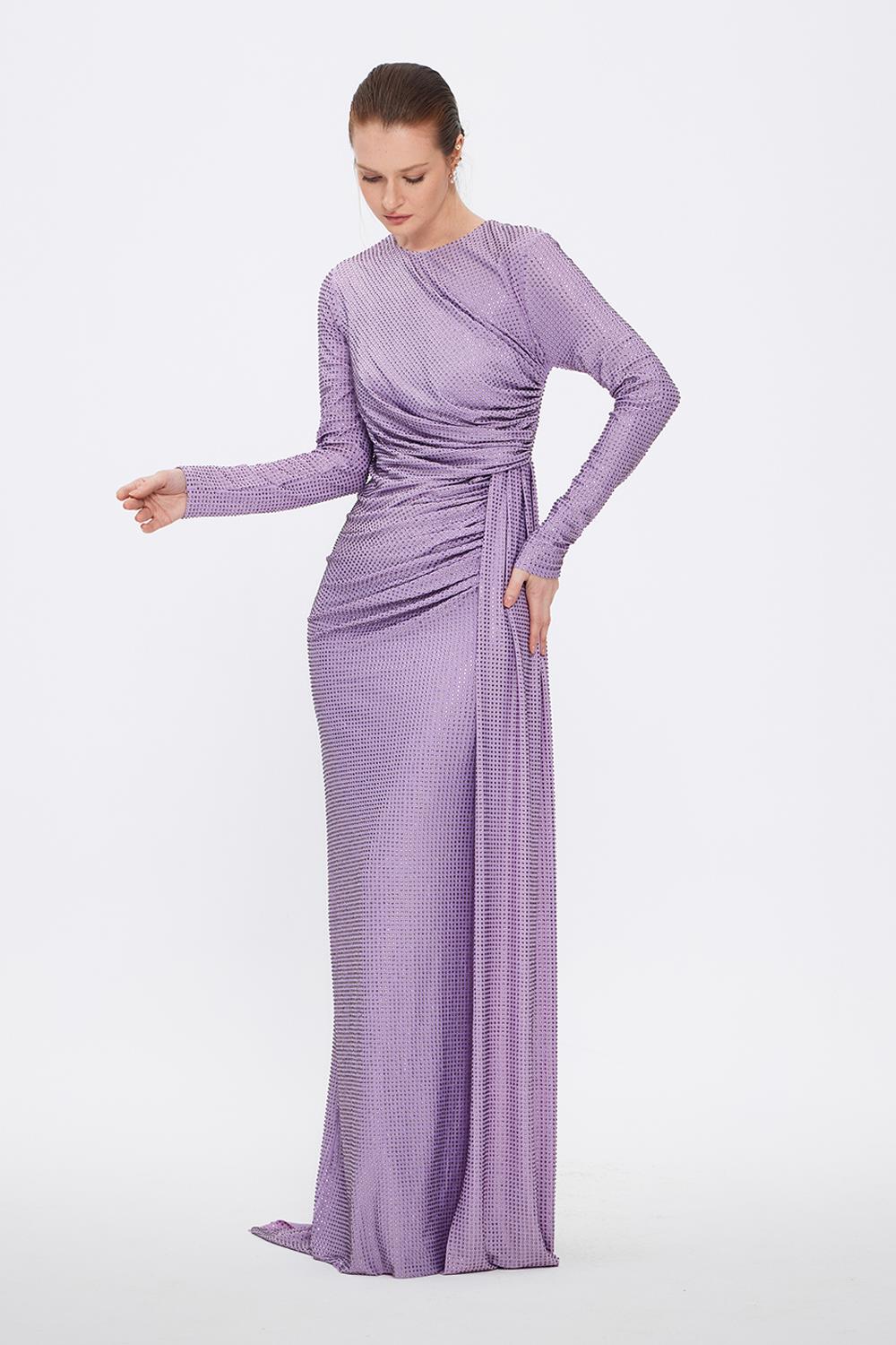 Long Sleeve Evening Dress With Stones