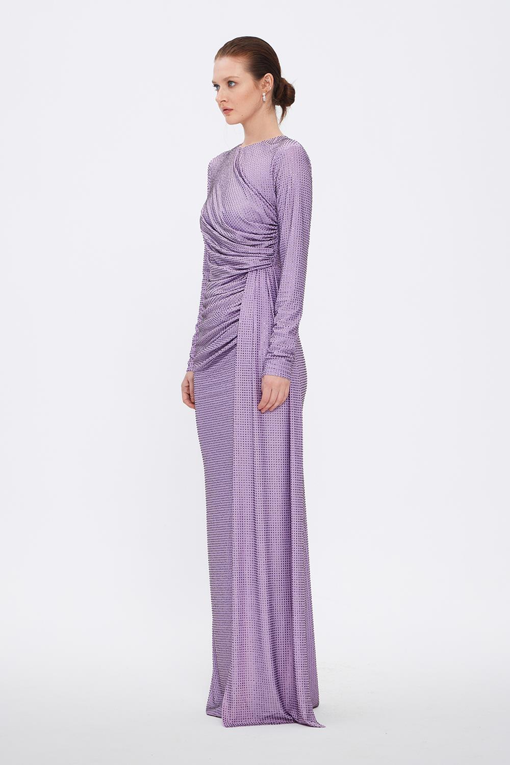 Long Sleeve Evening Dress With Stones