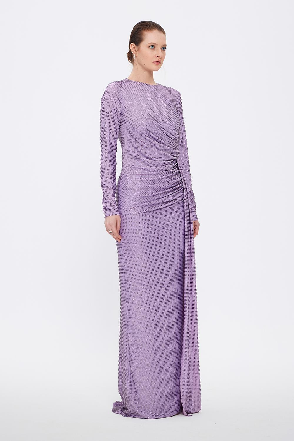 Long Sleeve Evening Dress With Stones