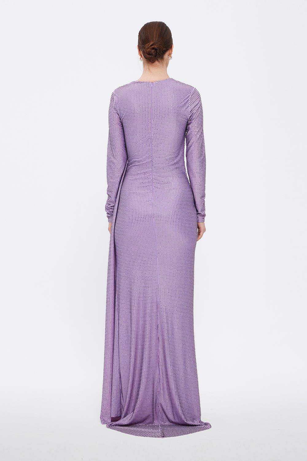 Long Sleeve Evening Dress With Stones