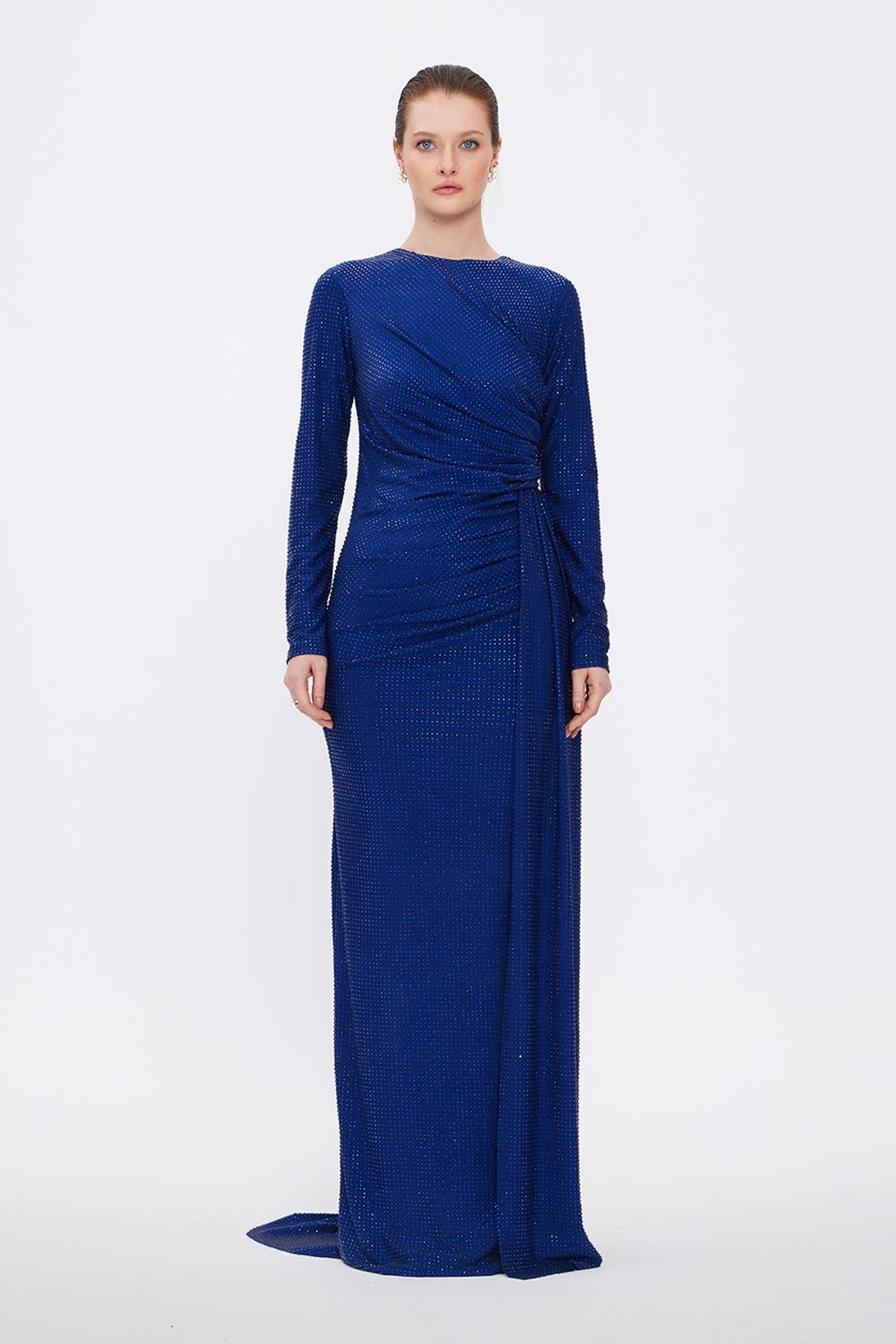 Long Sleeve Evening Dress With Stones