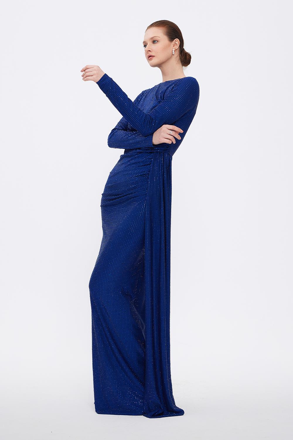 Long Sleeve Evening Dress With Stones