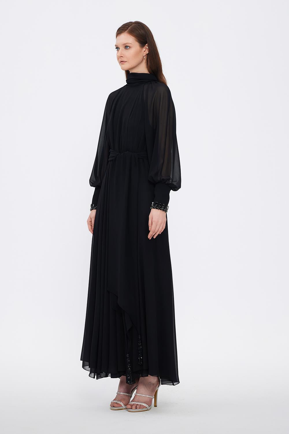 Long Sleeve Chiffon Hijab Evening Dress