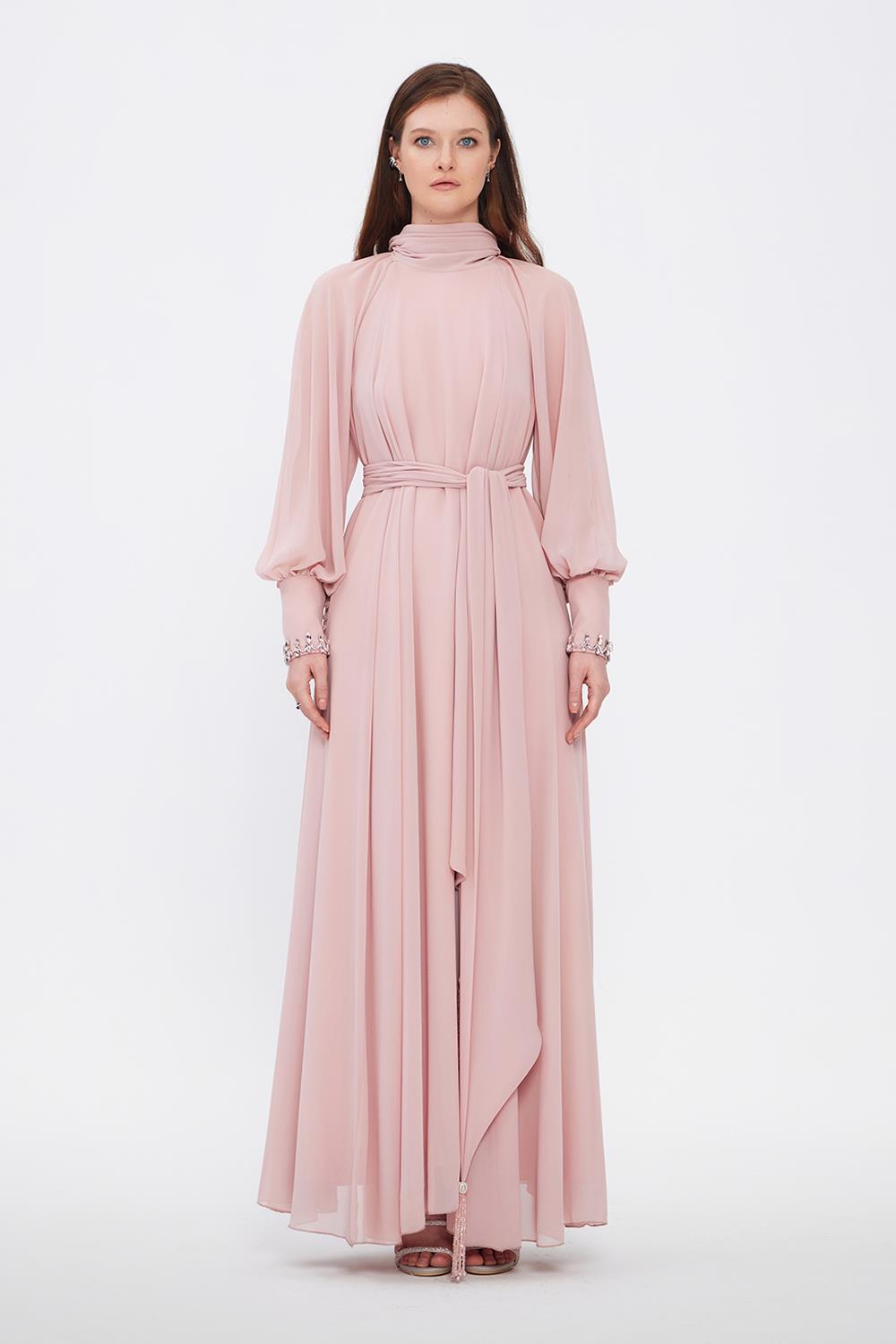 Long Sleeve Chiffon Hijab Evening Dress