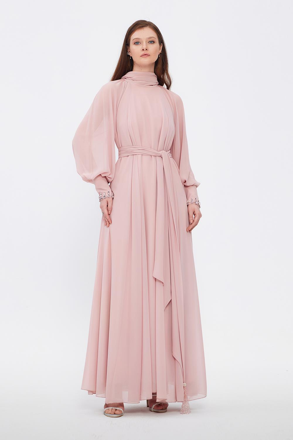 Long Sleeve Chiffon Hijab Evening Dress