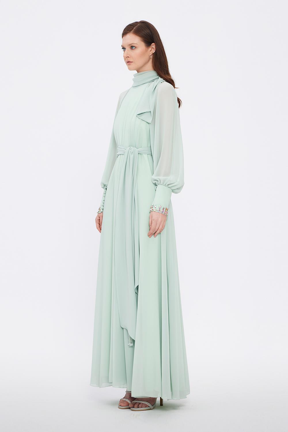 Long Sleeve Chiffon Hijab Evening Dress