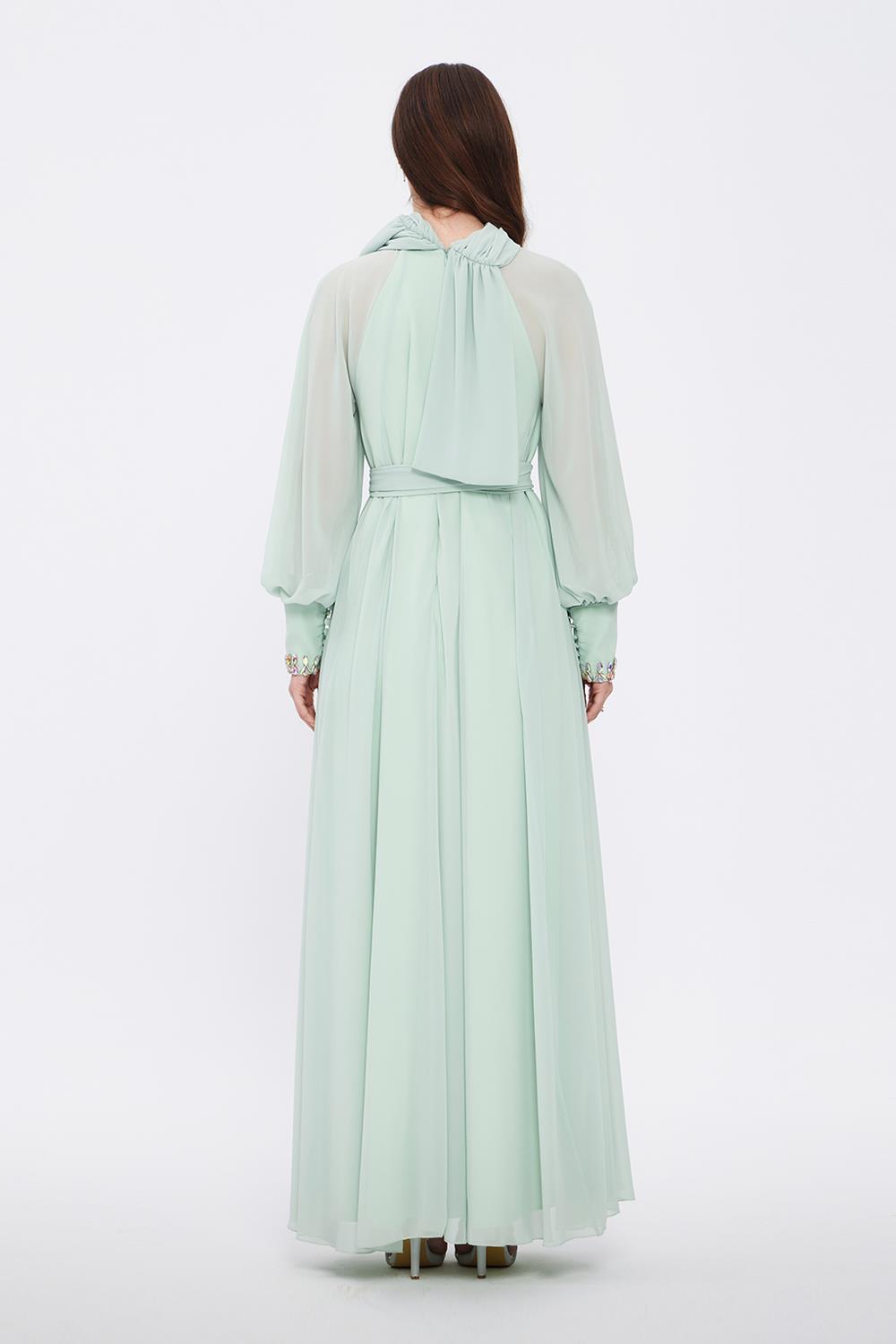 Long Sleeve Chiffon Hijab Evening Dress