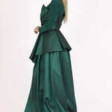 Embroidered Zero Neck Long Sleeve Veiling Dress - 8001C