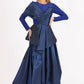 Embroidered Zero Neck Long Sleeve Veiling Dress