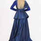 Embroidered Zero Neck Long Sleeve Veiling Dress