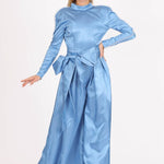 Zero Neck Satin Veiling Jumpsuit Dress