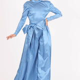 Zero Neck Satin Veiling Jumpsuit Dress