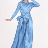 Zero Neck Satin Veiling Jumpsuit Dress - 8004C